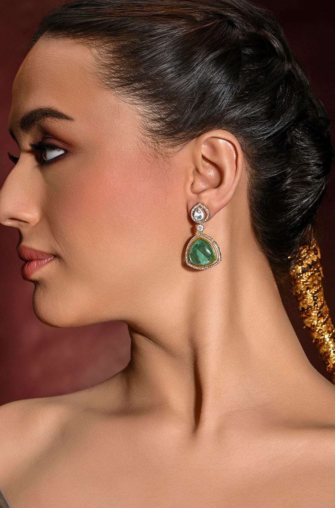 Luminary Green Dangler Earrings - Joules by Radhika 