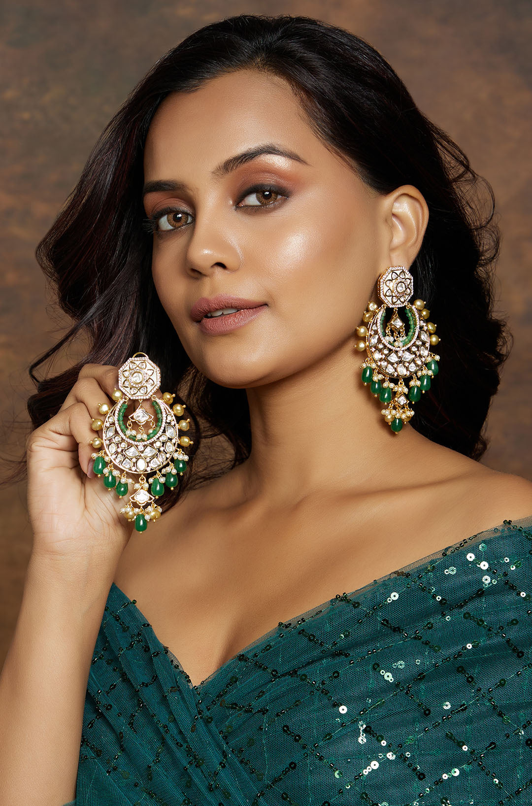 Buy Gold Plated Chandelier Earrings With Kundan Work And Pearl Fringes  KALKI Fashion India