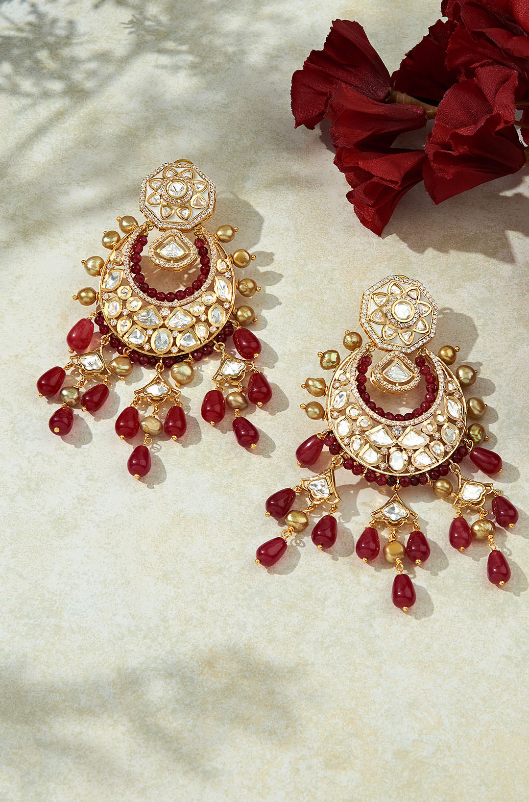 Load image into Gallery viewer, Deep Red &amp;amp; Golden Classic Earring
