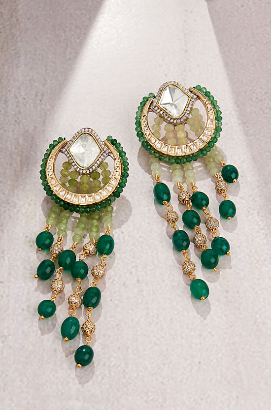 Load image into Gallery viewer, Green &amp;amp; Golden Classic Dangler Earring
