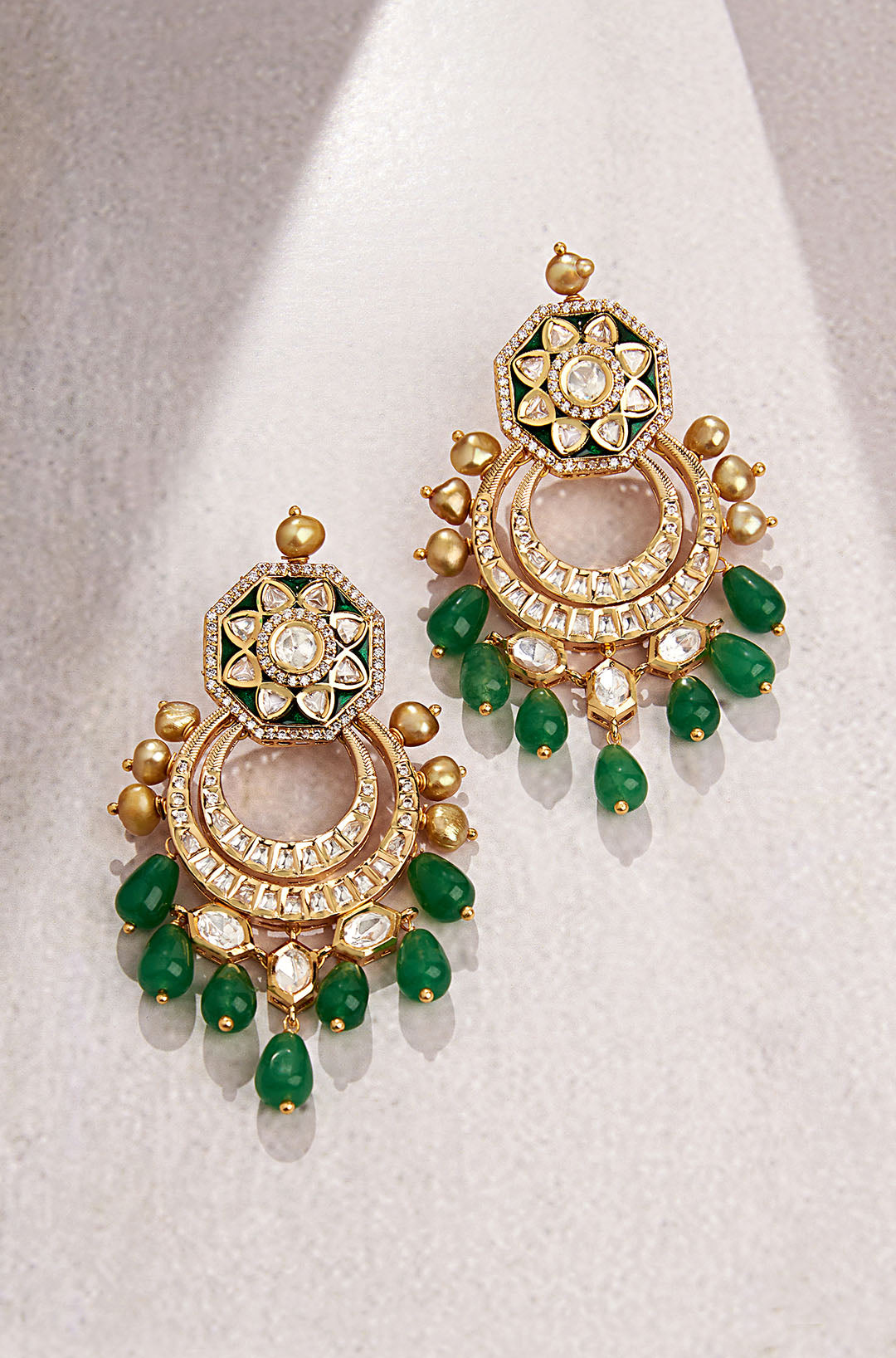 Flipkart.com - Buy Beauty Love New Trending Floral Golden Green Earrings  for Women Brass Jhumki Earring Online at Best Prices in India