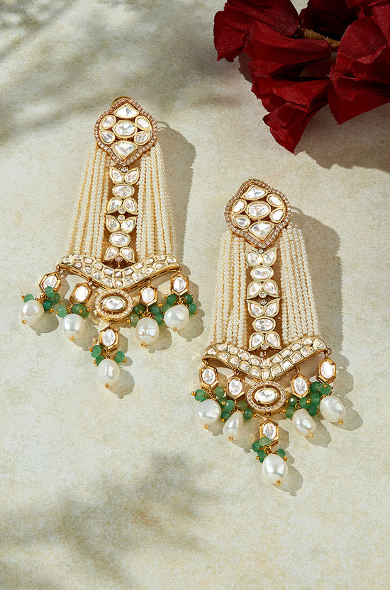 Load image into Gallery viewer, Bespoke White &amp;amp; Golden Chandelier Earring
