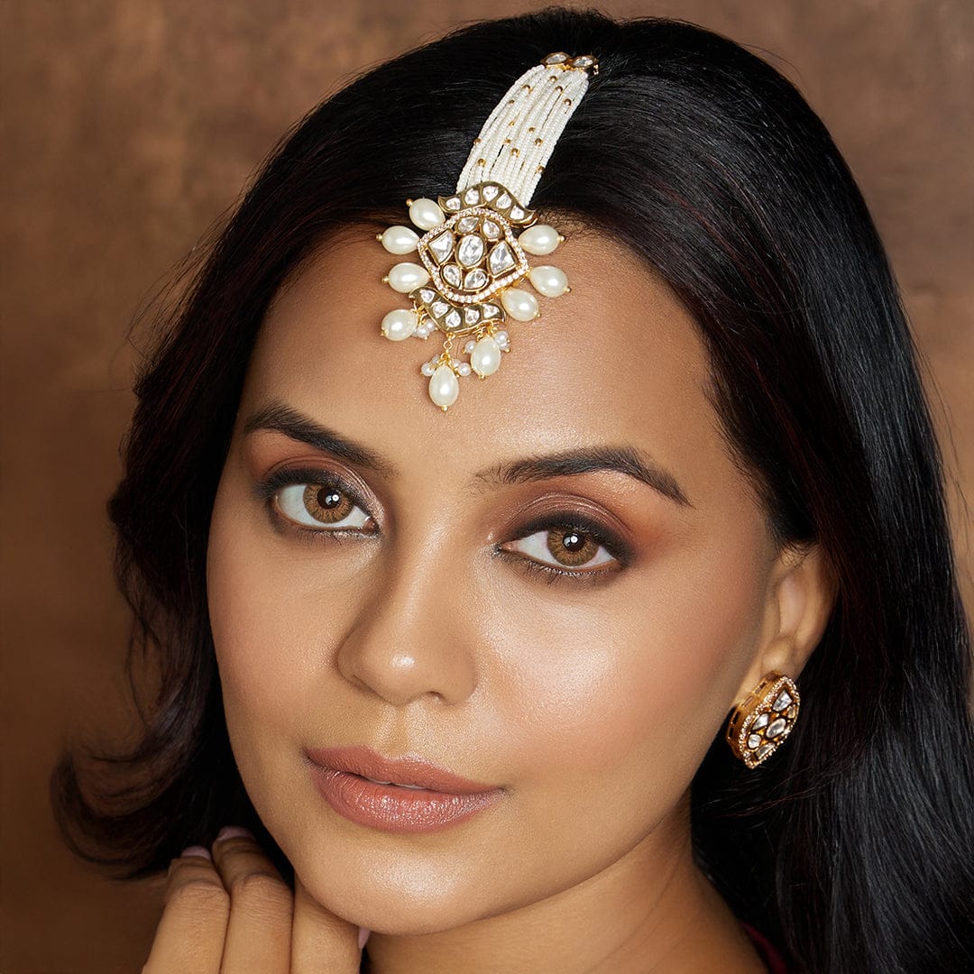 Imperial White & Gold Maang Tikka - Joules by Radhika 