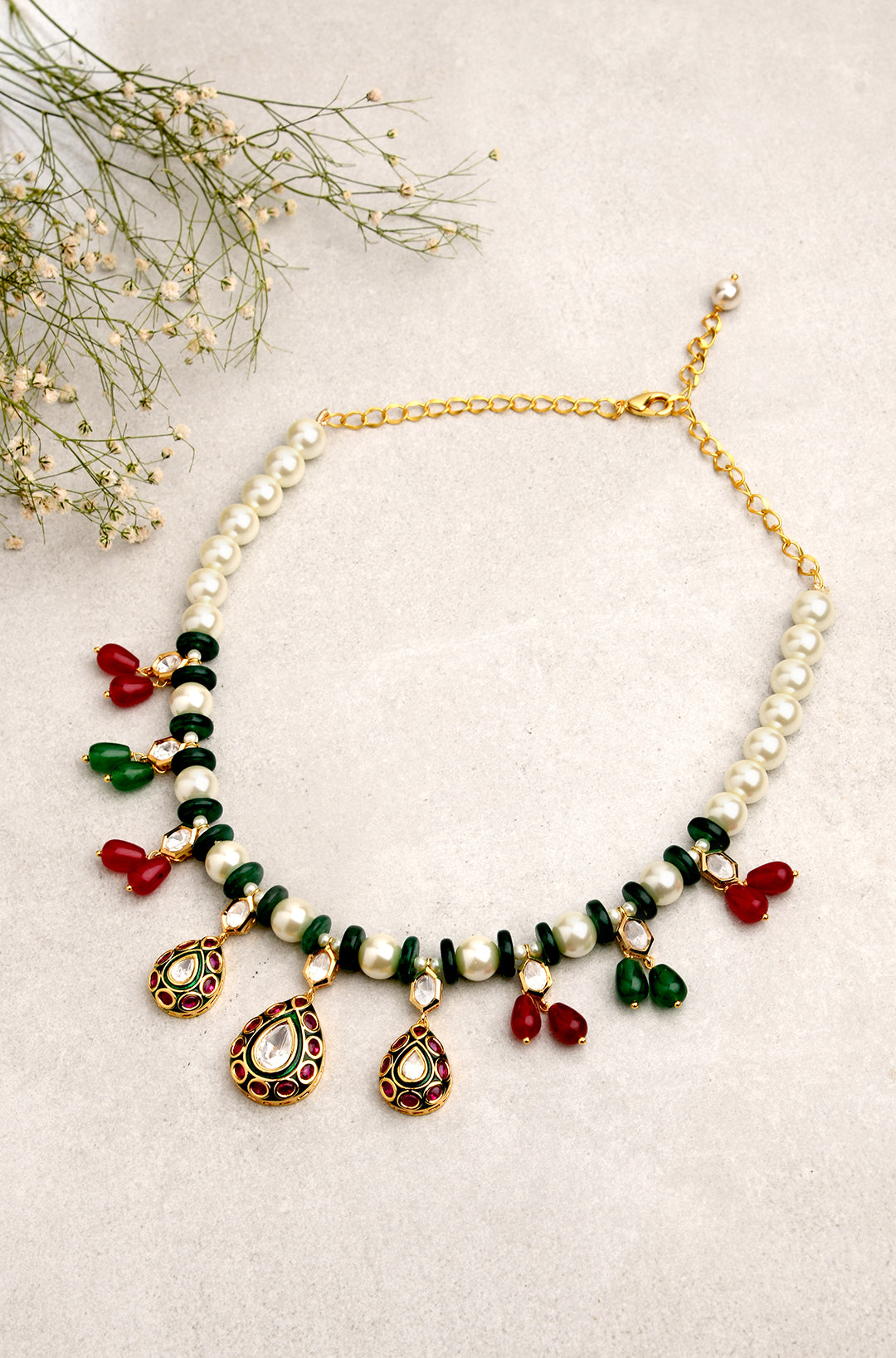 Multi Colour Necklace With Enamelling Work