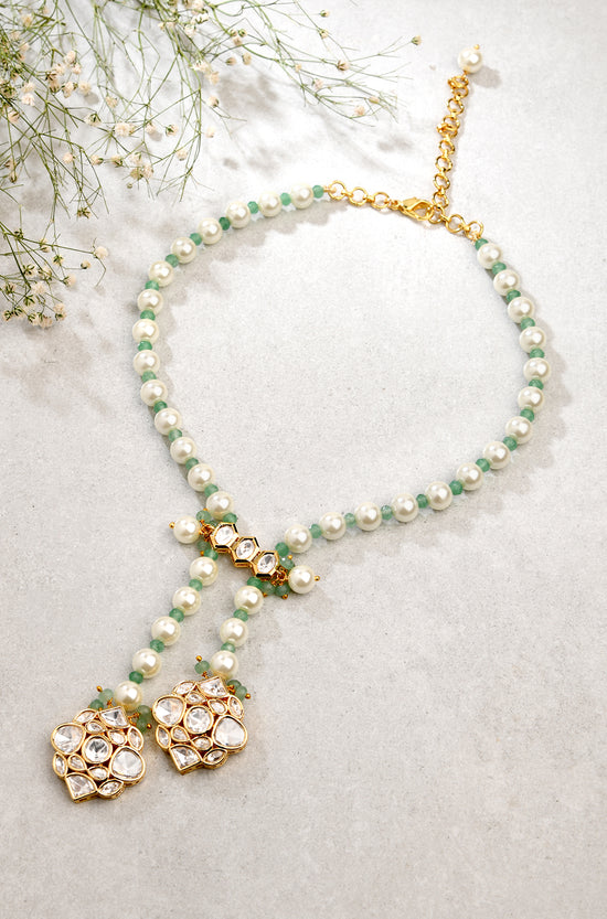 White & Green Long Necklace