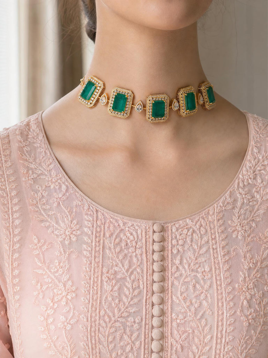 Regal Chessboard Choker Necklace Set