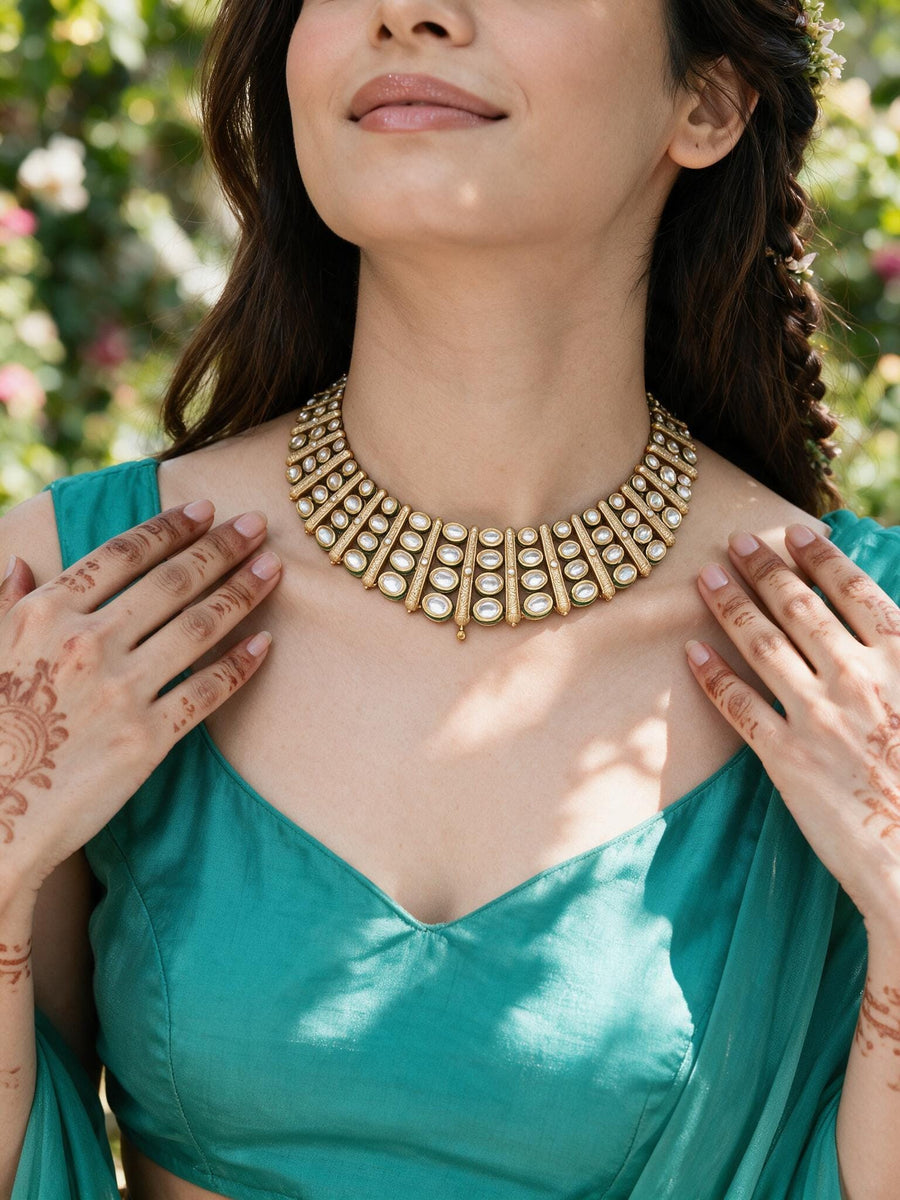 Lustrous Mirror-Work Necklace Set