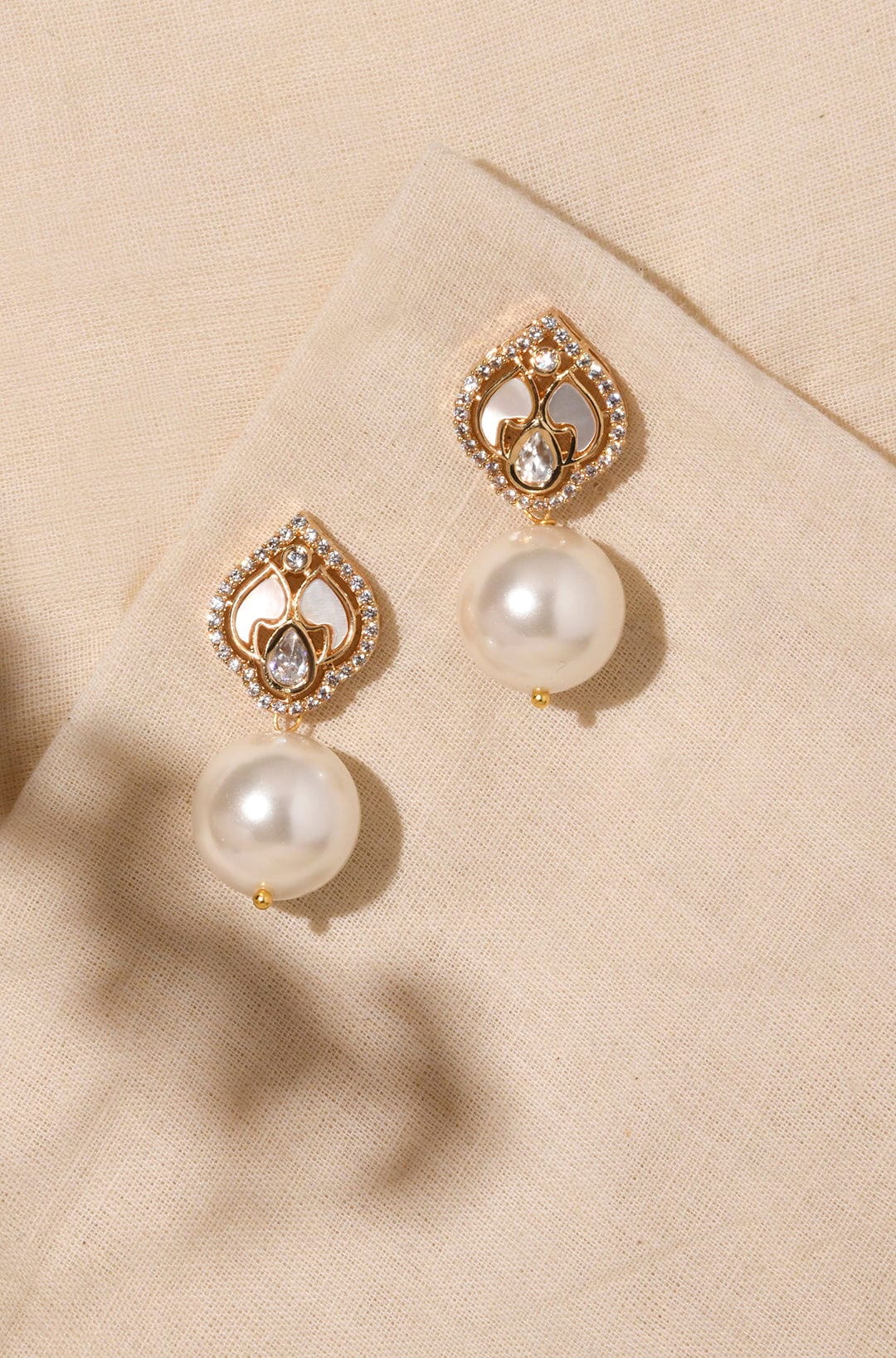 Opulent White Pearl Drop Earrings - Joules by Radhika 