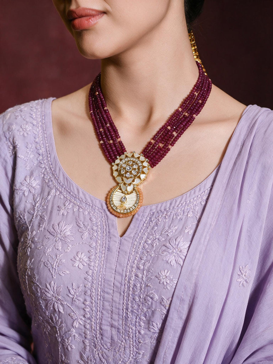 Mesmeric Red Necklace With Earrings