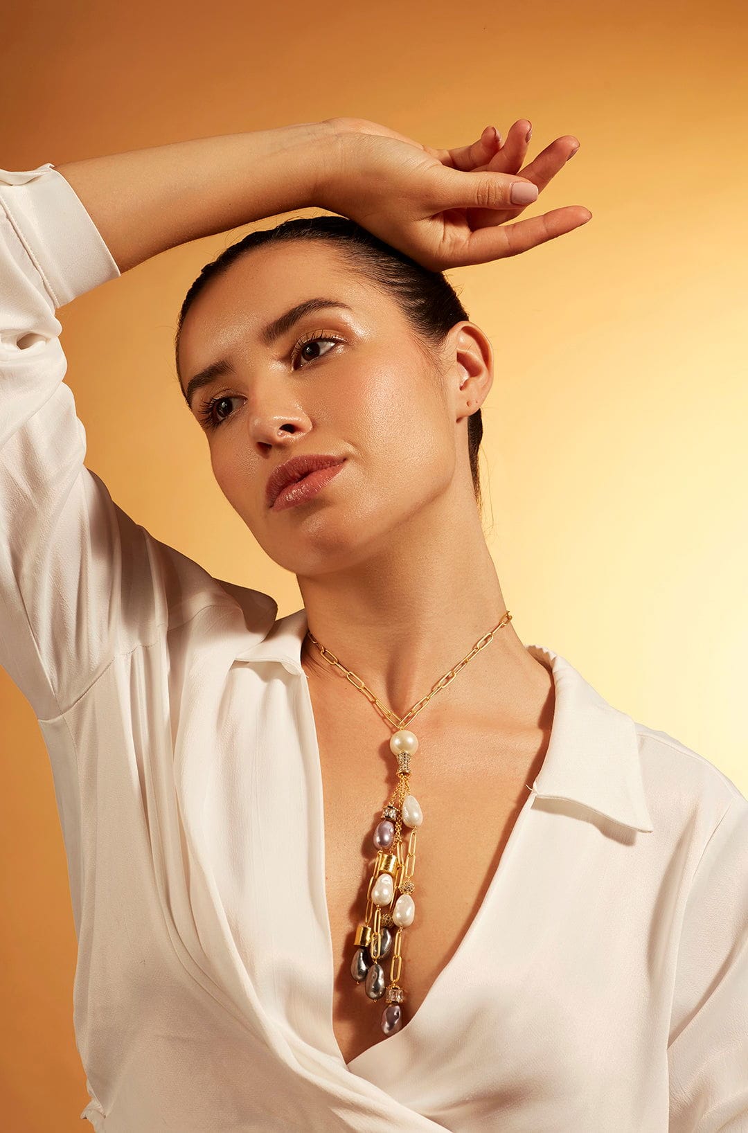 Pearl Rain Lariat Necklace - Joules by Radhika 