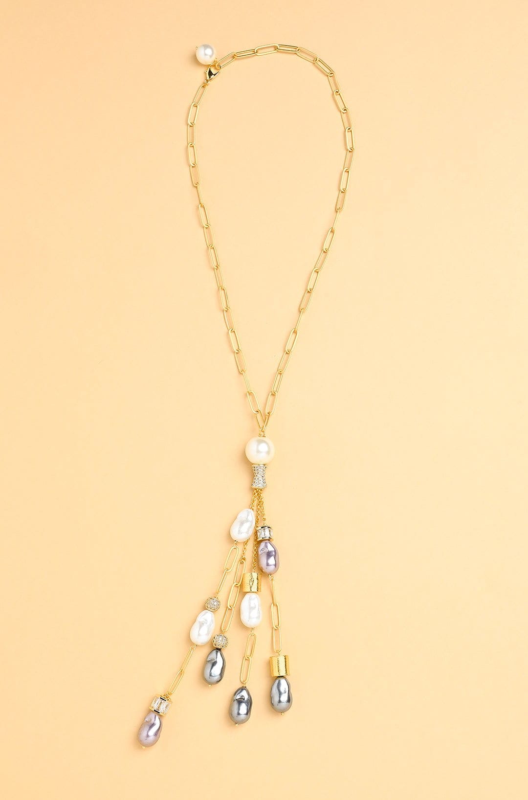 Pearl Rain Lariat Necklace - Joules by Radhika 