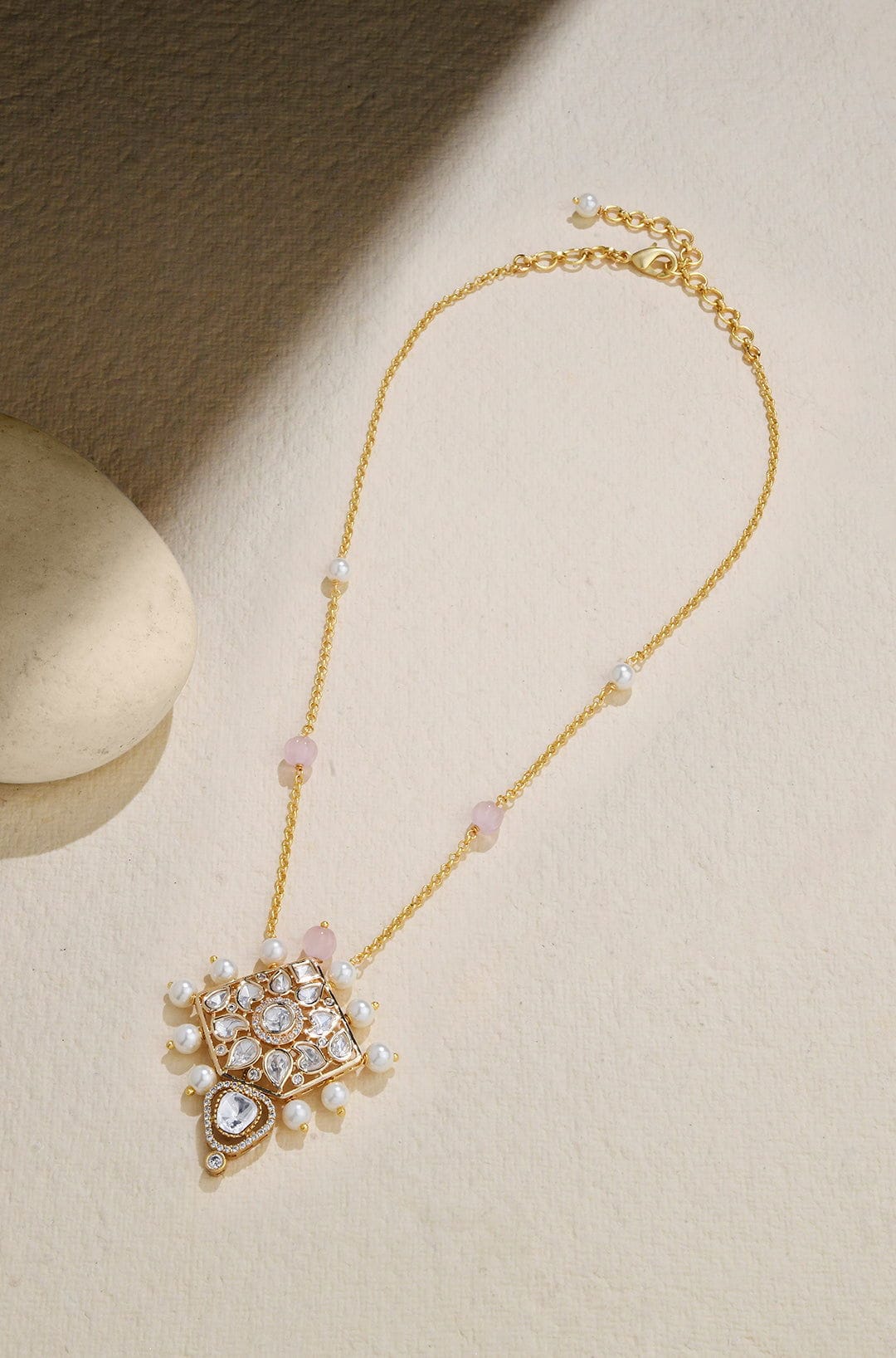 Petite Pearl Polki Pendant Necklace - Joules by Radhika 