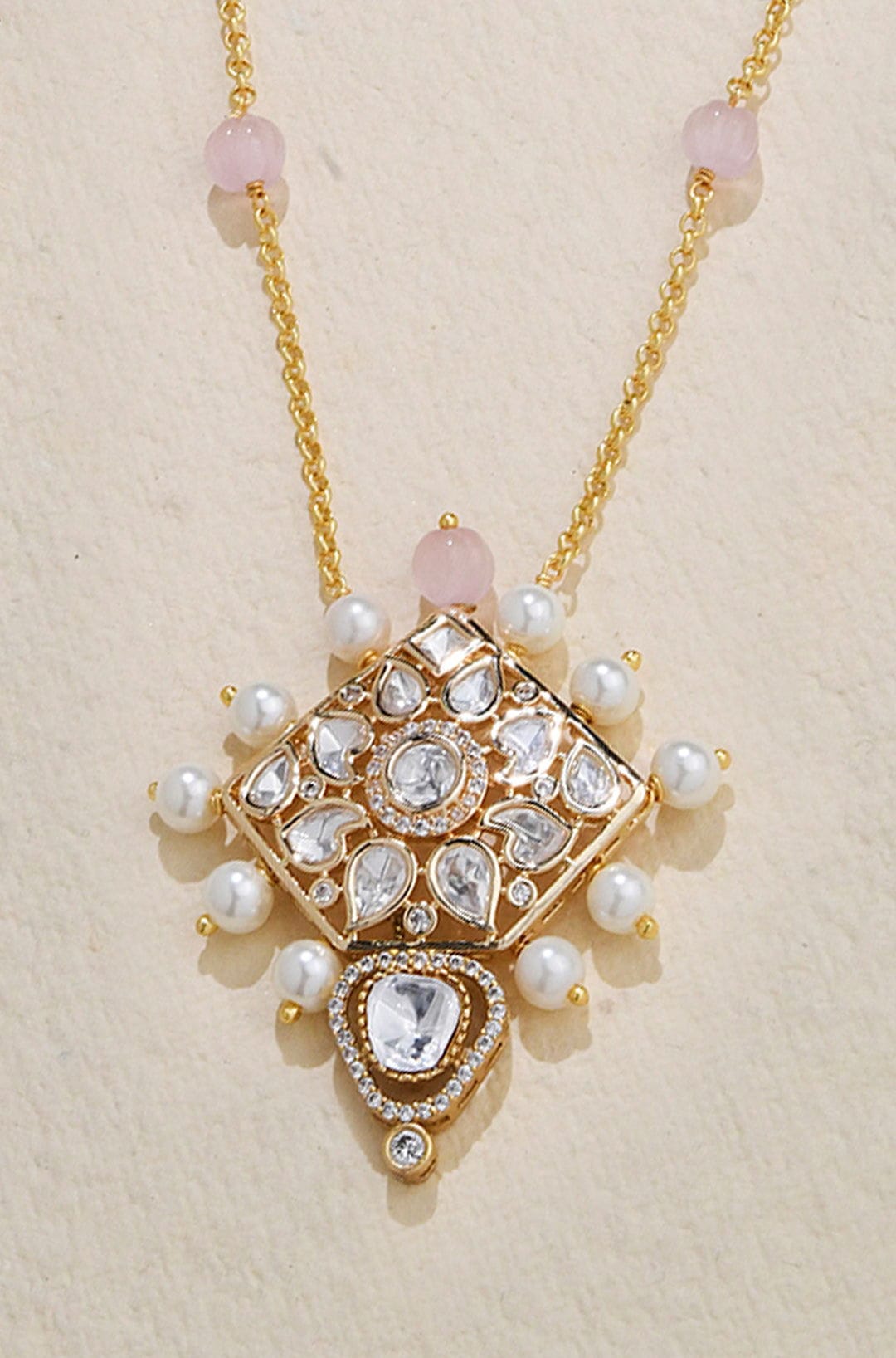 Petite Pearl Polki Pendant Necklace - Joules by Radhika 