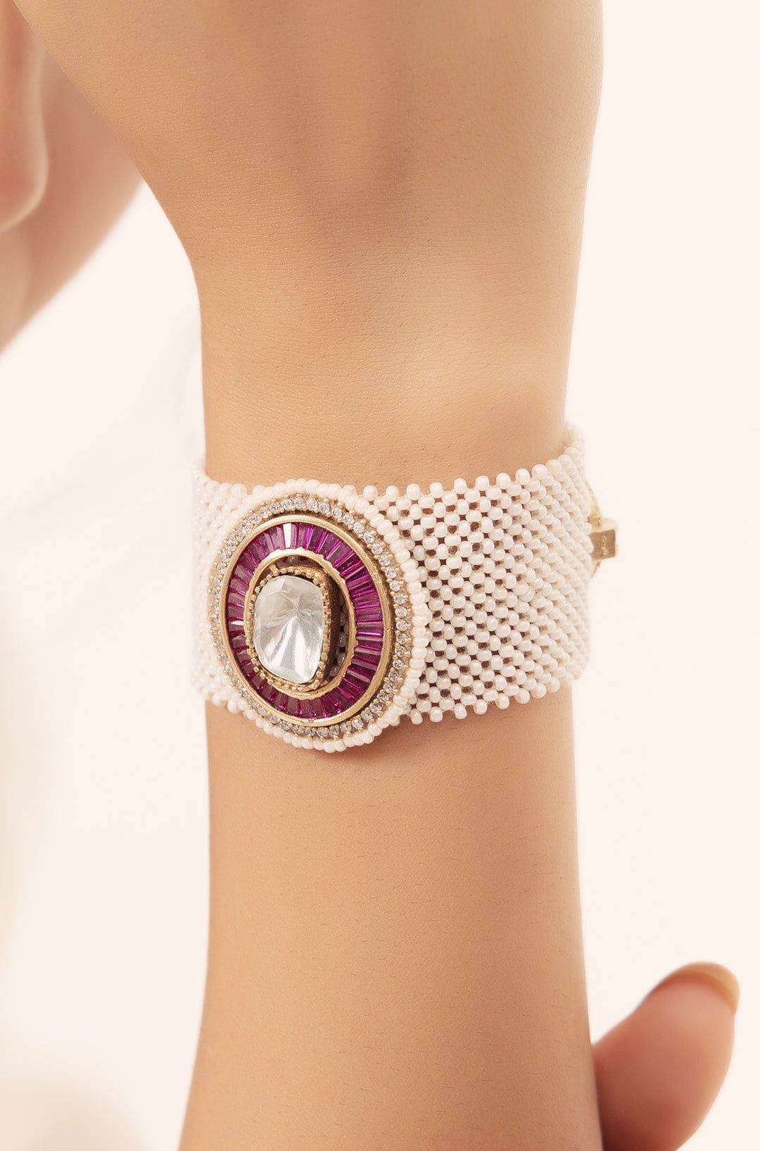 Polki-Pearl Elegant Bracelet - Joules by Radhika 