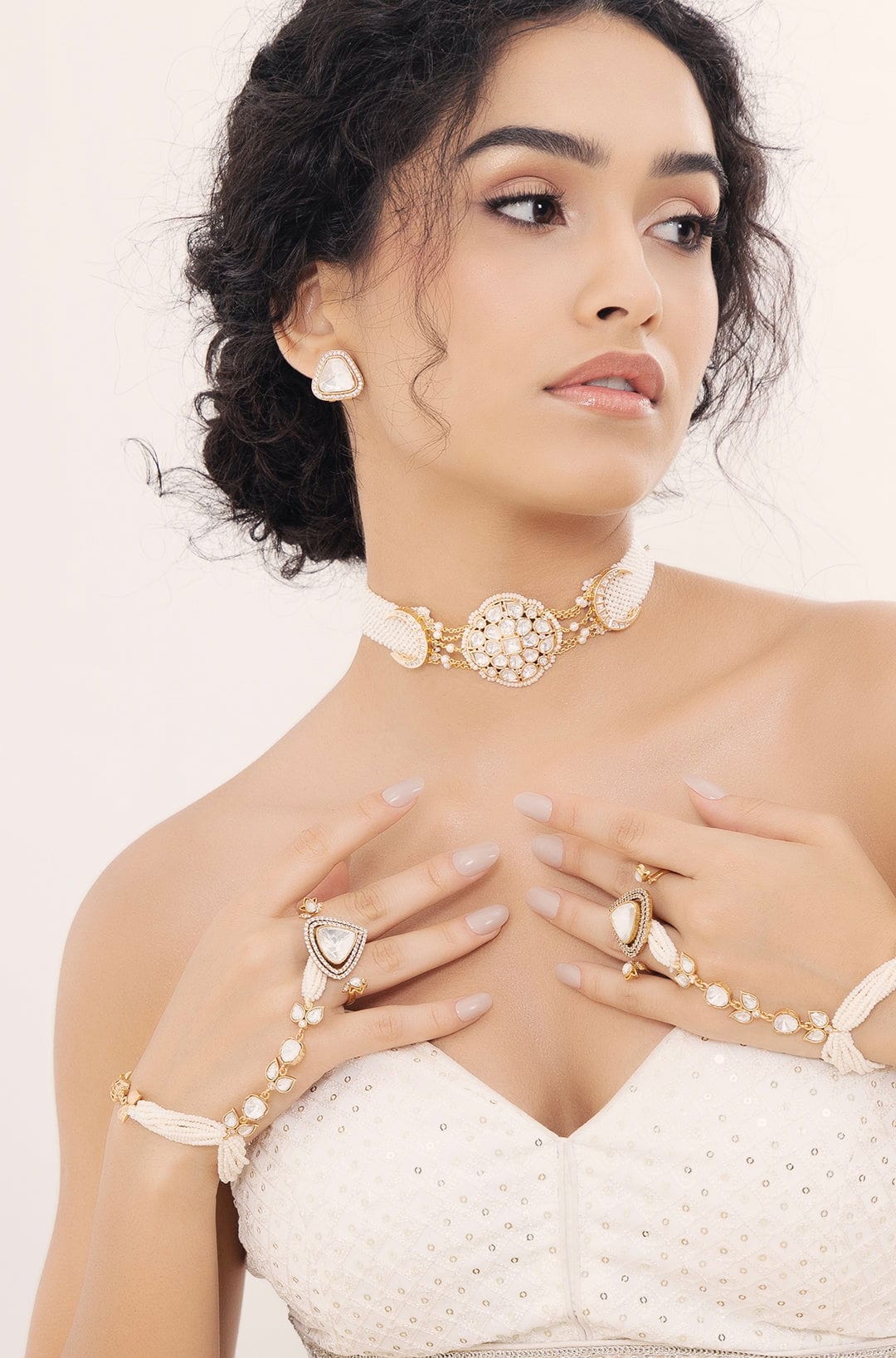 Polki-Pearl Sophisticated Choker Necklace - Joules by Radhika 