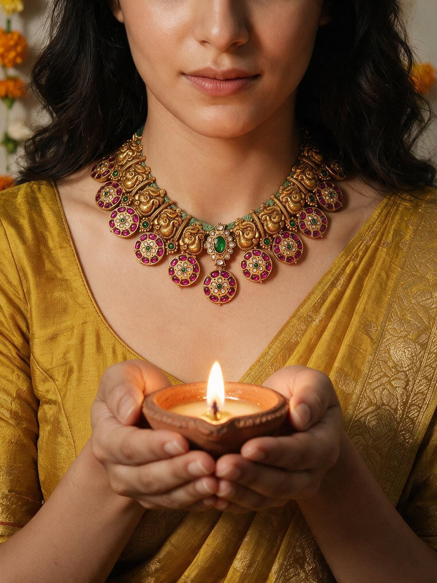Golden Aura Temple Necklace