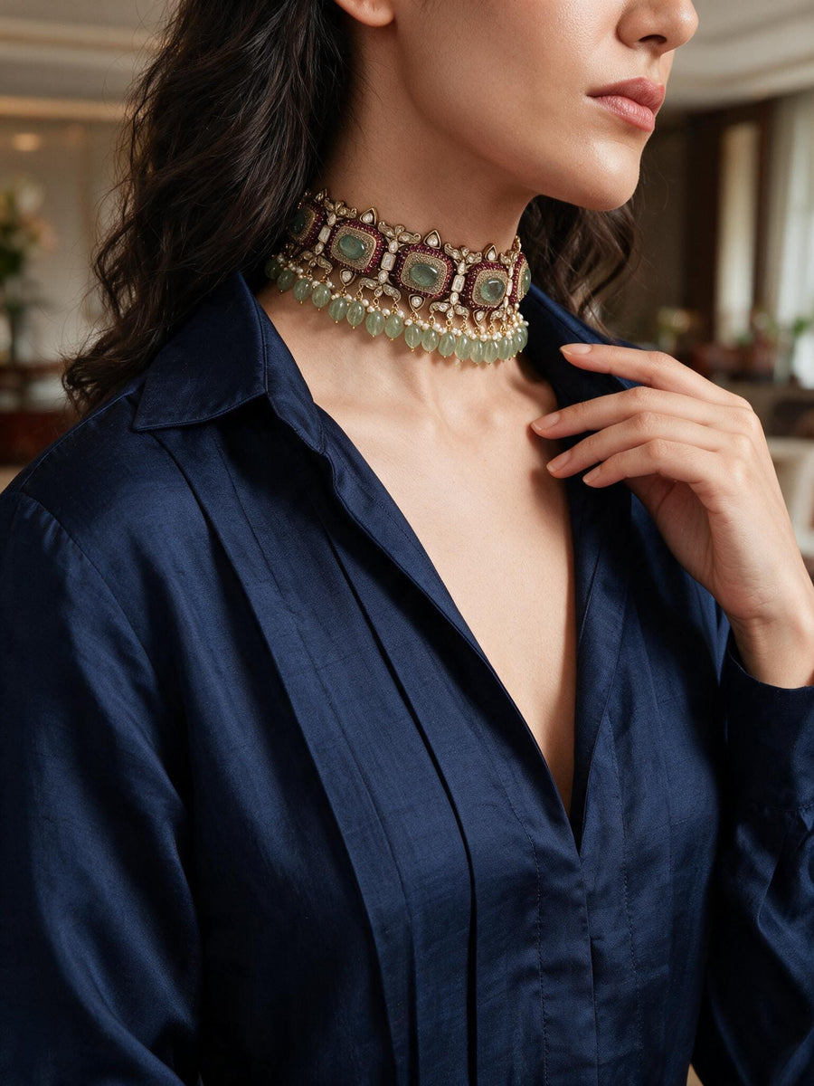Antique Green Choker Necklace Set