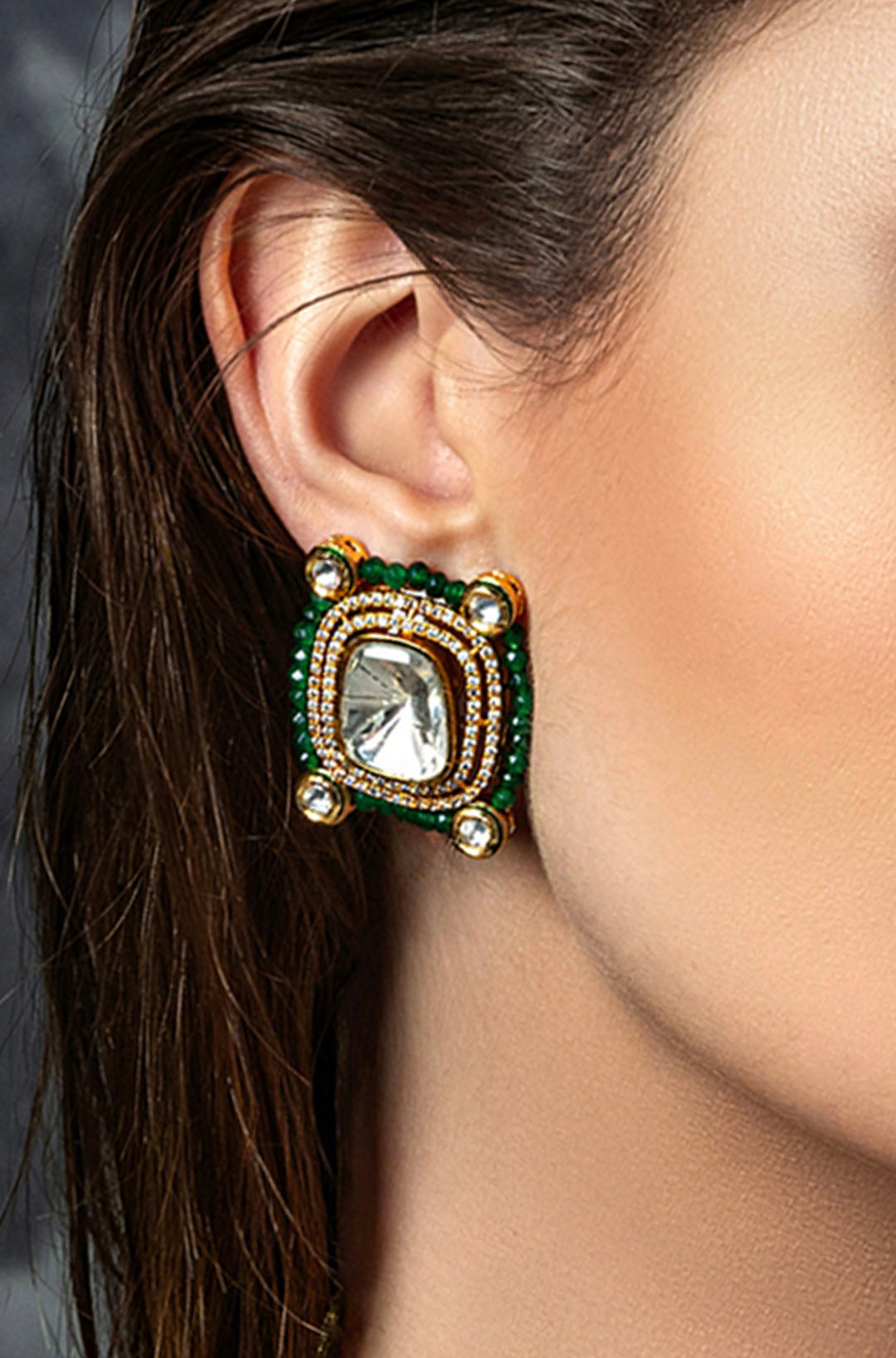 Load image into Gallery viewer, Polki Stud Earring
