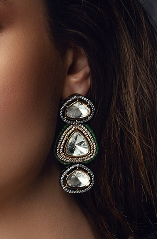 Load image into Gallery viewer, Green Polki Earring
