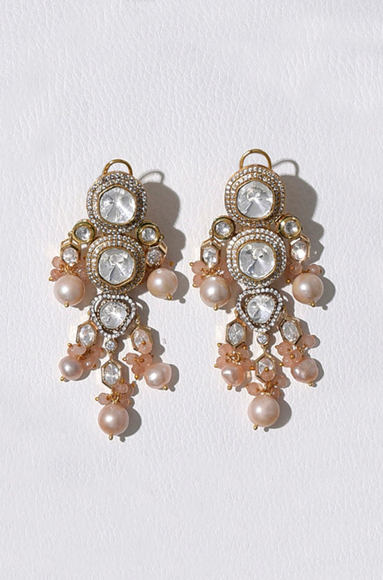 Load image into Gallery viewer, Baroque Pearl &amp;amp; Polki Earring

