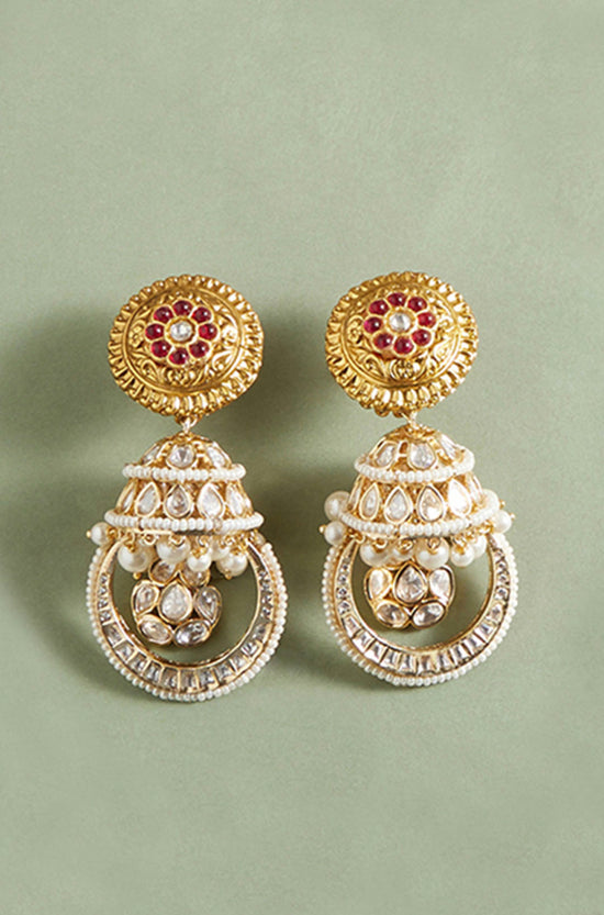 Red Antique Rubies Jhumka