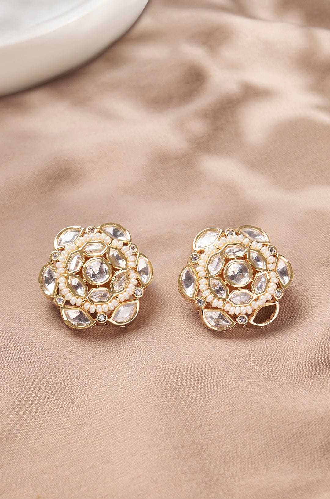 Shimmery Polki Stud Earrings - Joules by Radhika 