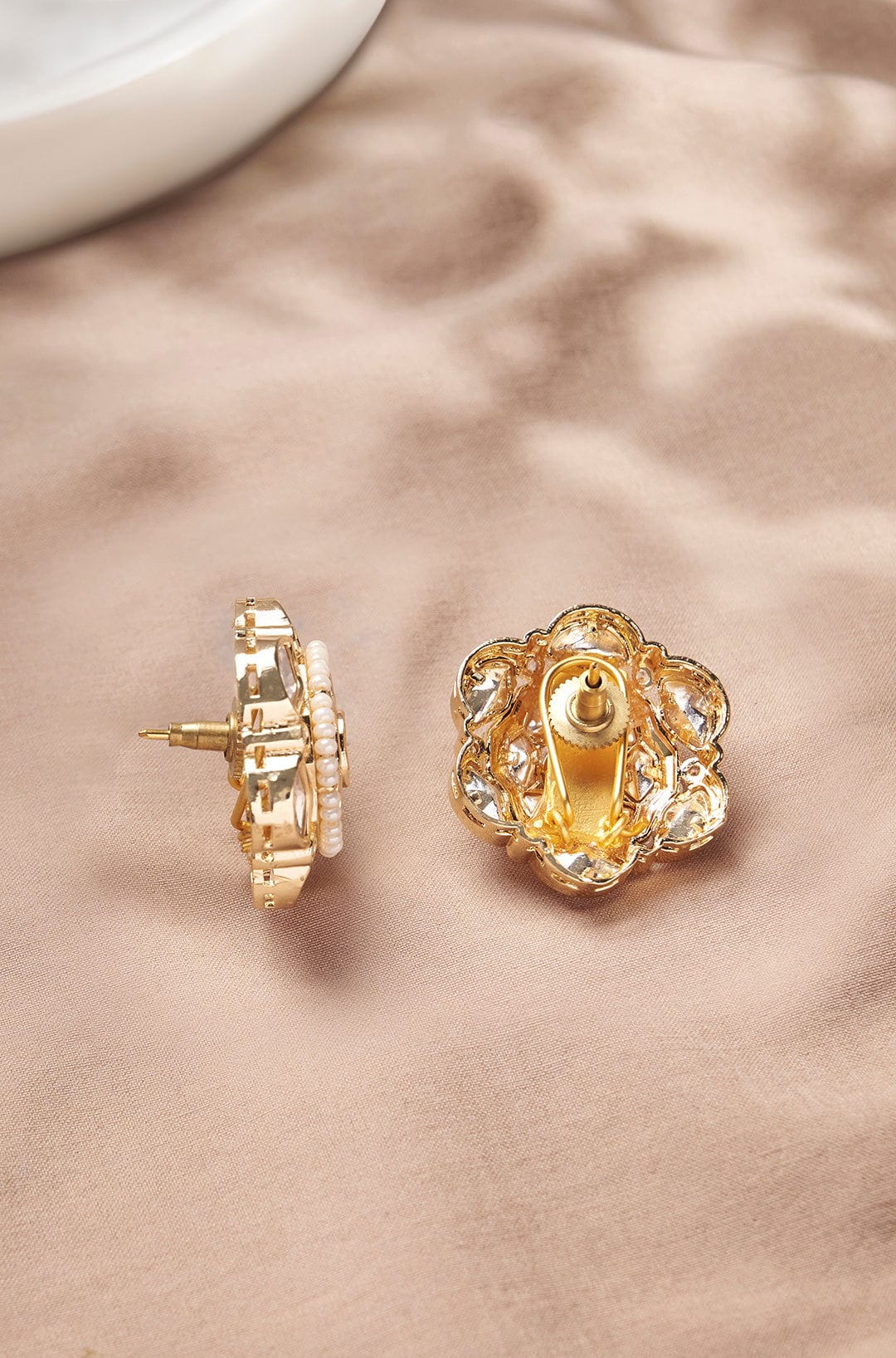 Shimmery Polki Stud Earrings - Joules by Radhika 