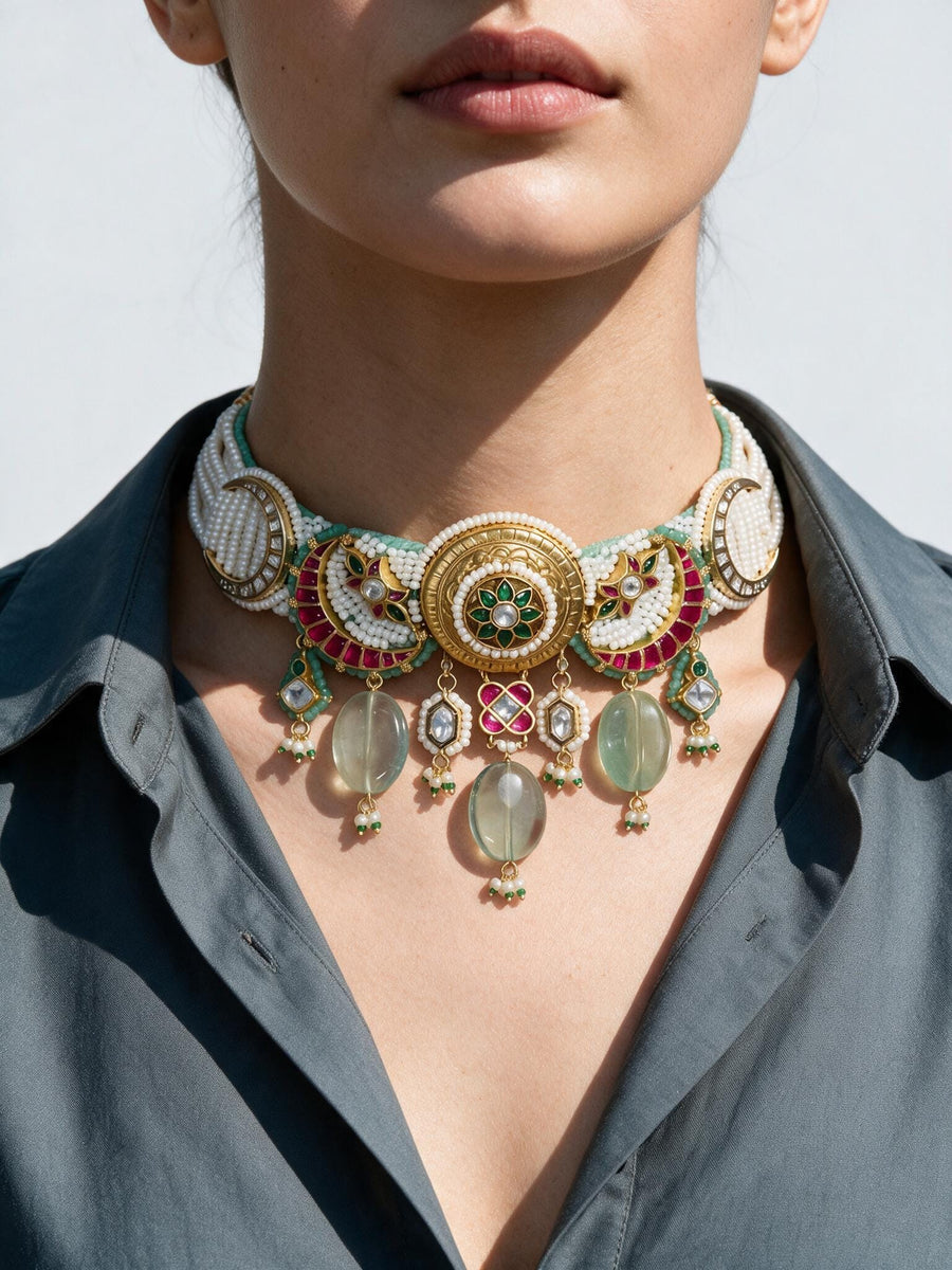 Sankalp Green Kundan Choker set