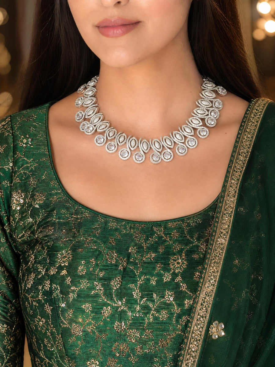 Radiant Pave Petal Necklace Set