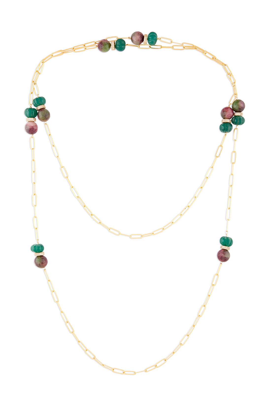 Gold Tone Layered Necklace With Multi-Colour Agates - Joules by Radhika