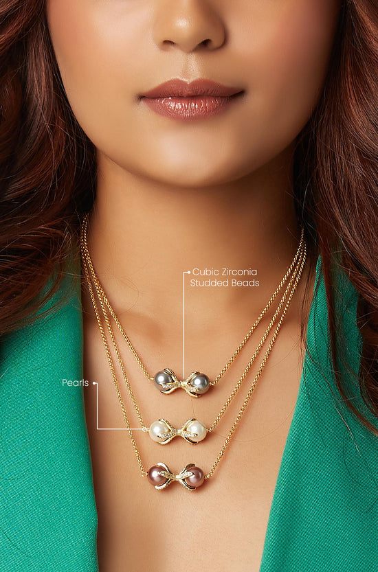 Layered Necklace With Multi-Colour Pearls - Joules by Radhika