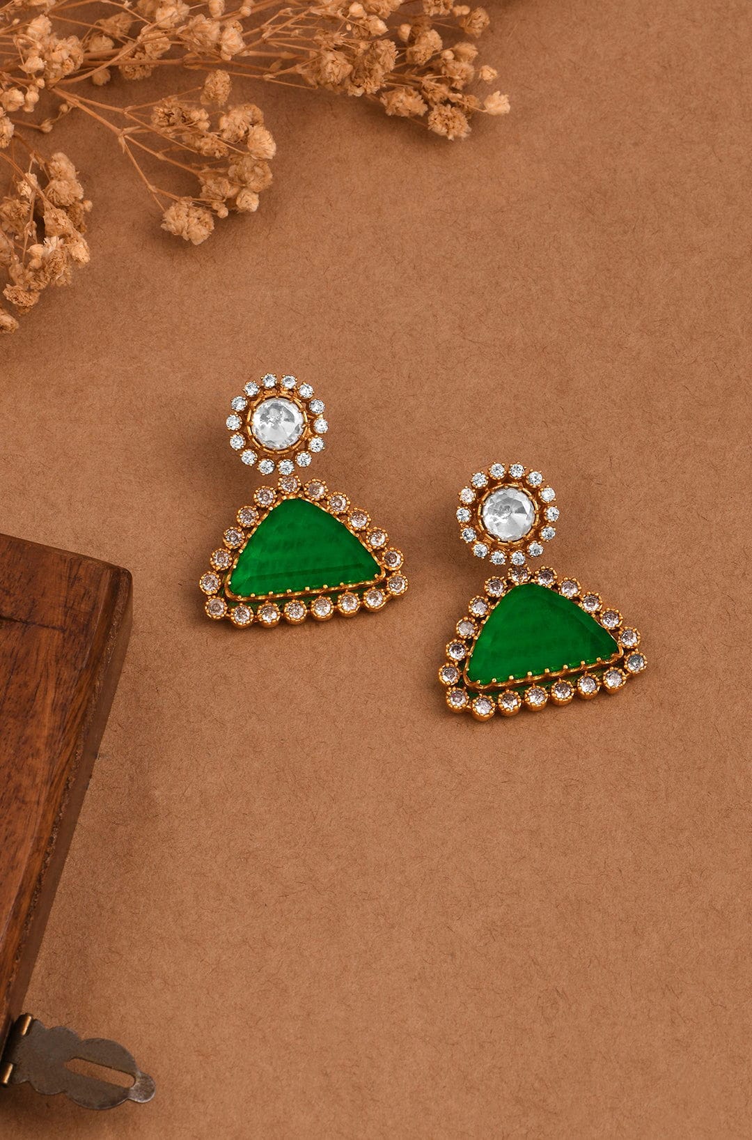 Verdant Triangle Polki Drops - Joules by Radhika 