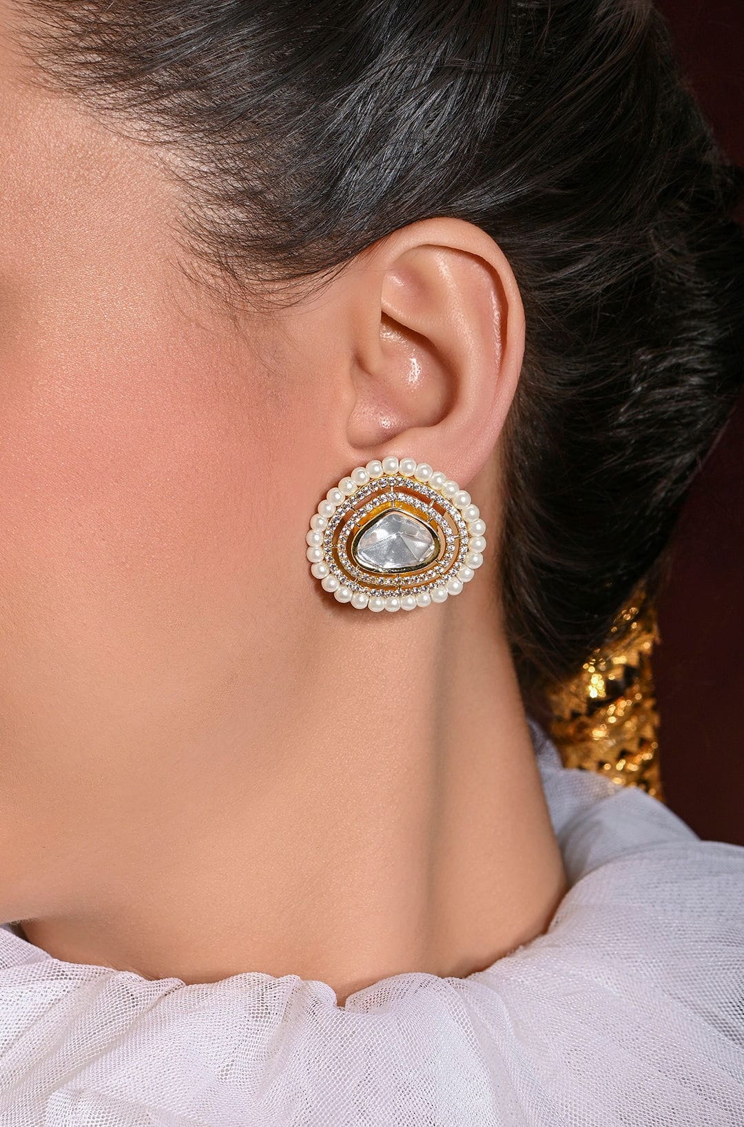 Wondrous White Stud Earrings - Joules by Radhika 