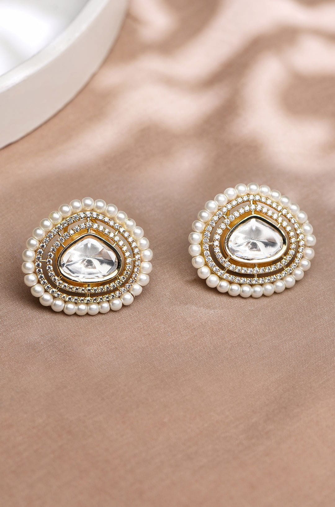 Wondrous White Stud Earrings - Joules by Radhika 