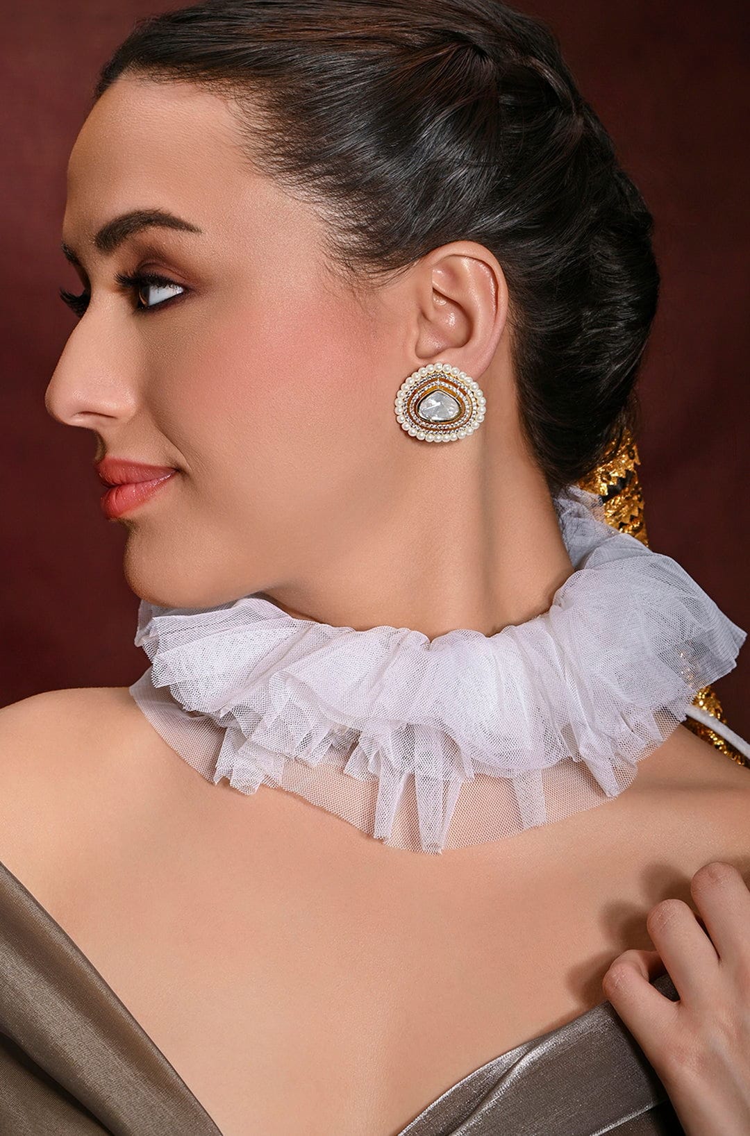 Wondrous White Stud Earrings - Joules by Radhika 