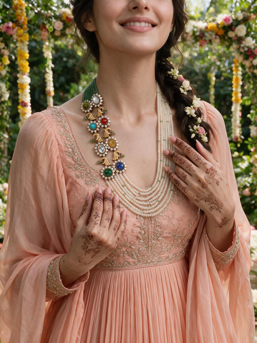 Navratna Layered Necklace Set