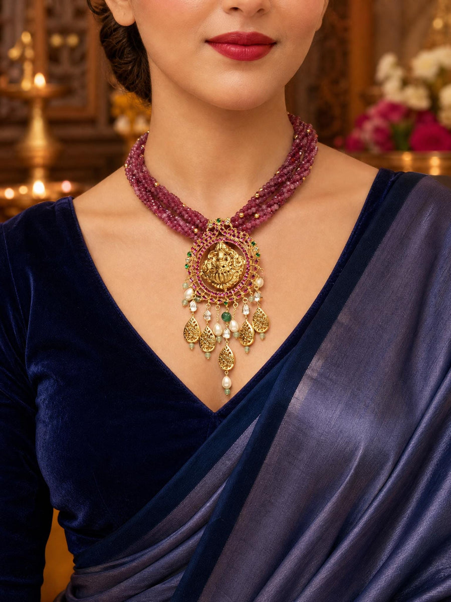 Crimson Bloom Temple Necklace