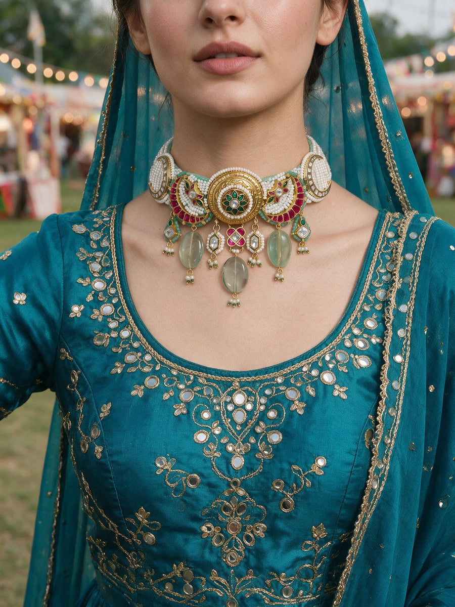 Sankalp Green Kundan Choker set