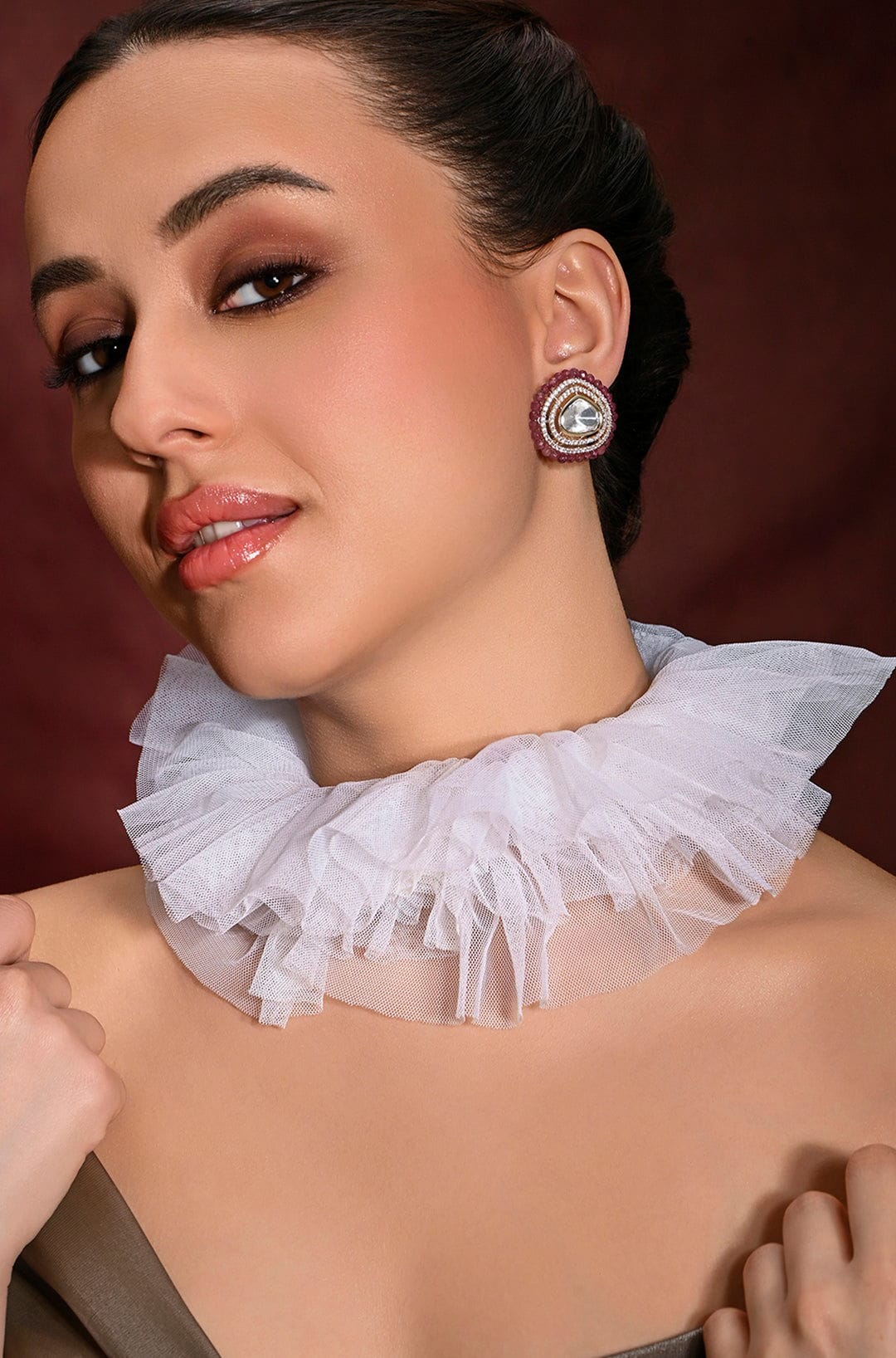 Zestful Red Stud Earrings - Joules by Radhika 