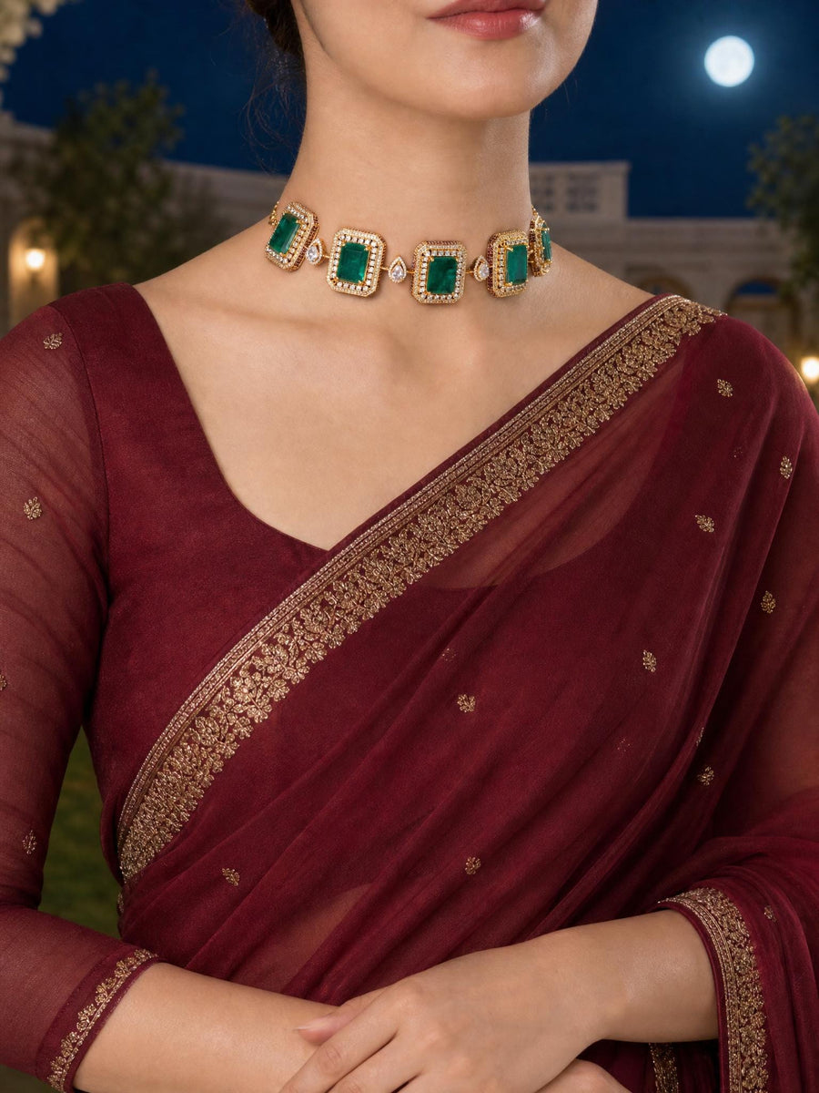 Regal Chessboard Choker Necklace Set