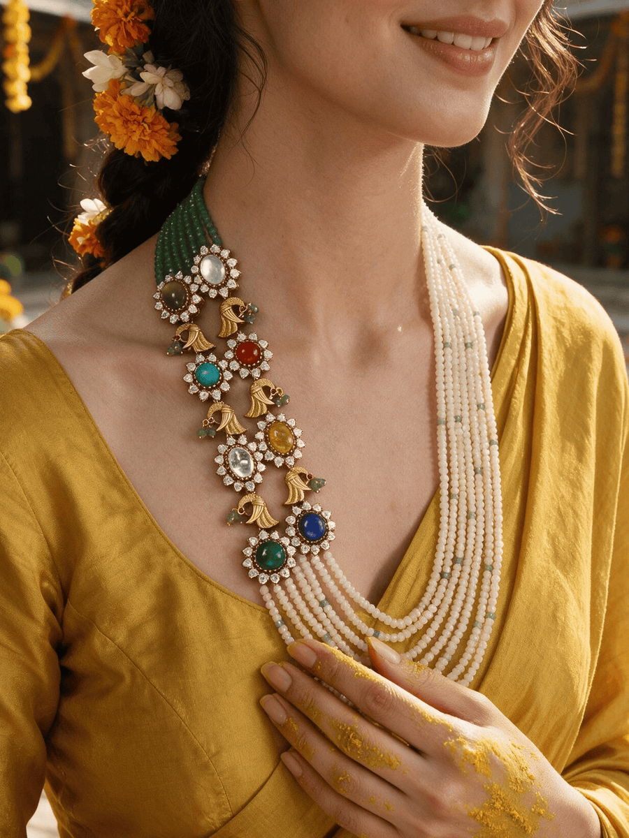 Navratna Layered Necklace Set