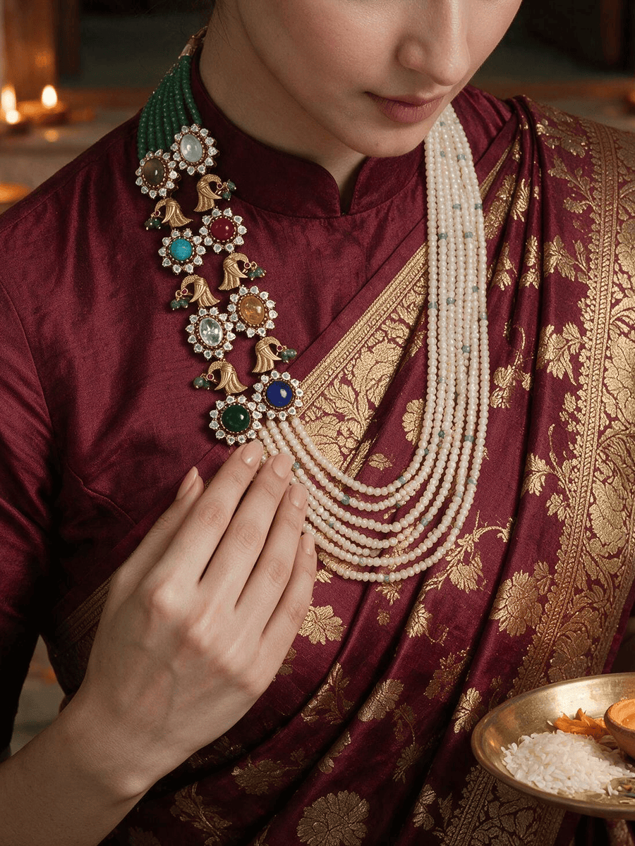 Navratna Layered Necklace Set