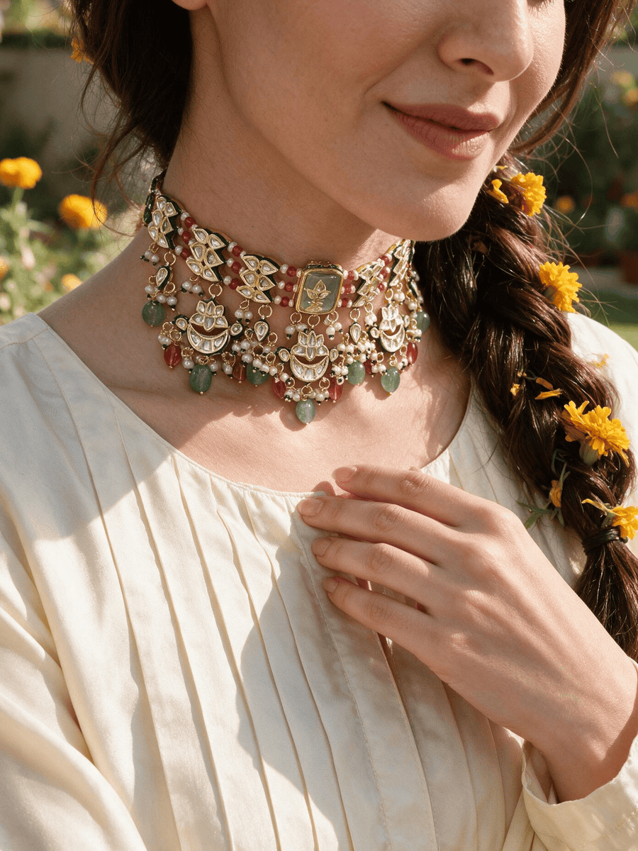 Crescent Multicolour Necklace Set