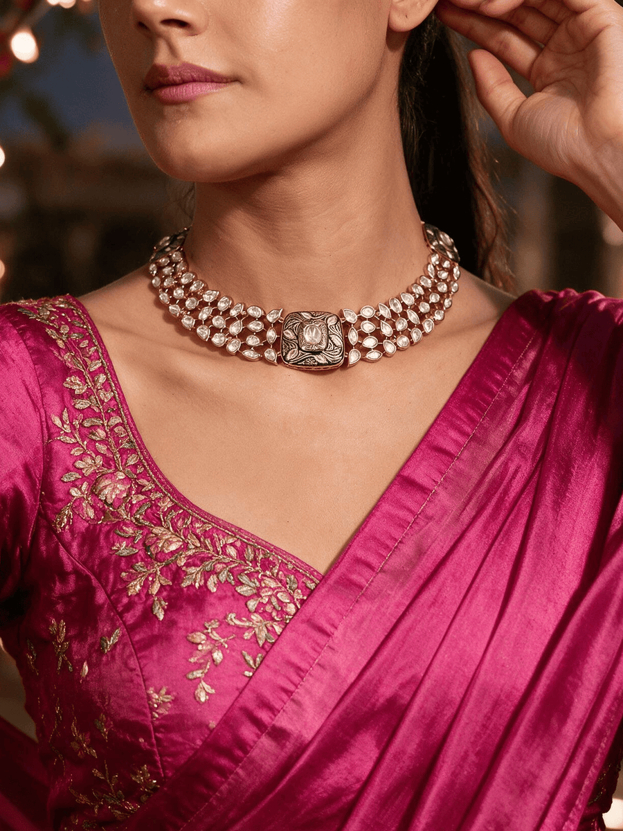 Opulent Golden-Green Choker Necklace Set