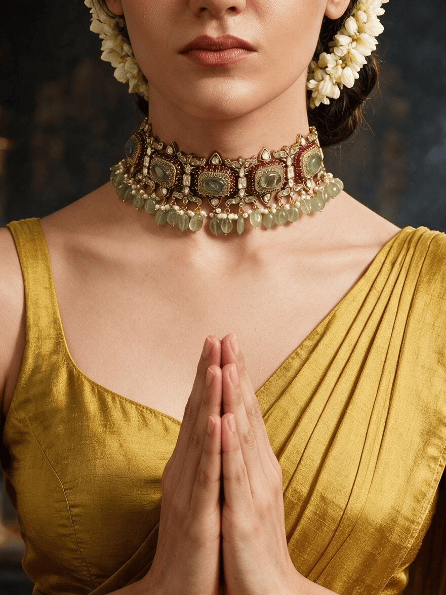 Antique Green Choker Necklace Set
