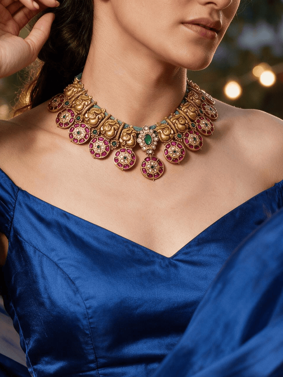 Golden Aura Temple Necklace