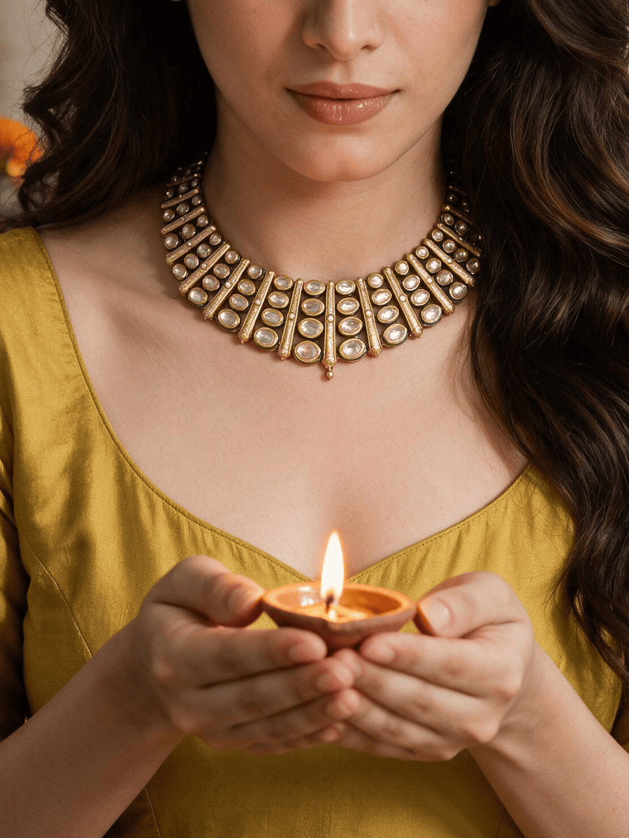 Lustrous Mirror-Work Necklace Set