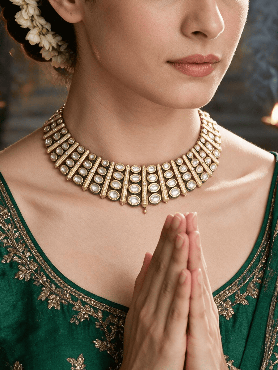 Lustrous Mirror-Work Necklace Set
