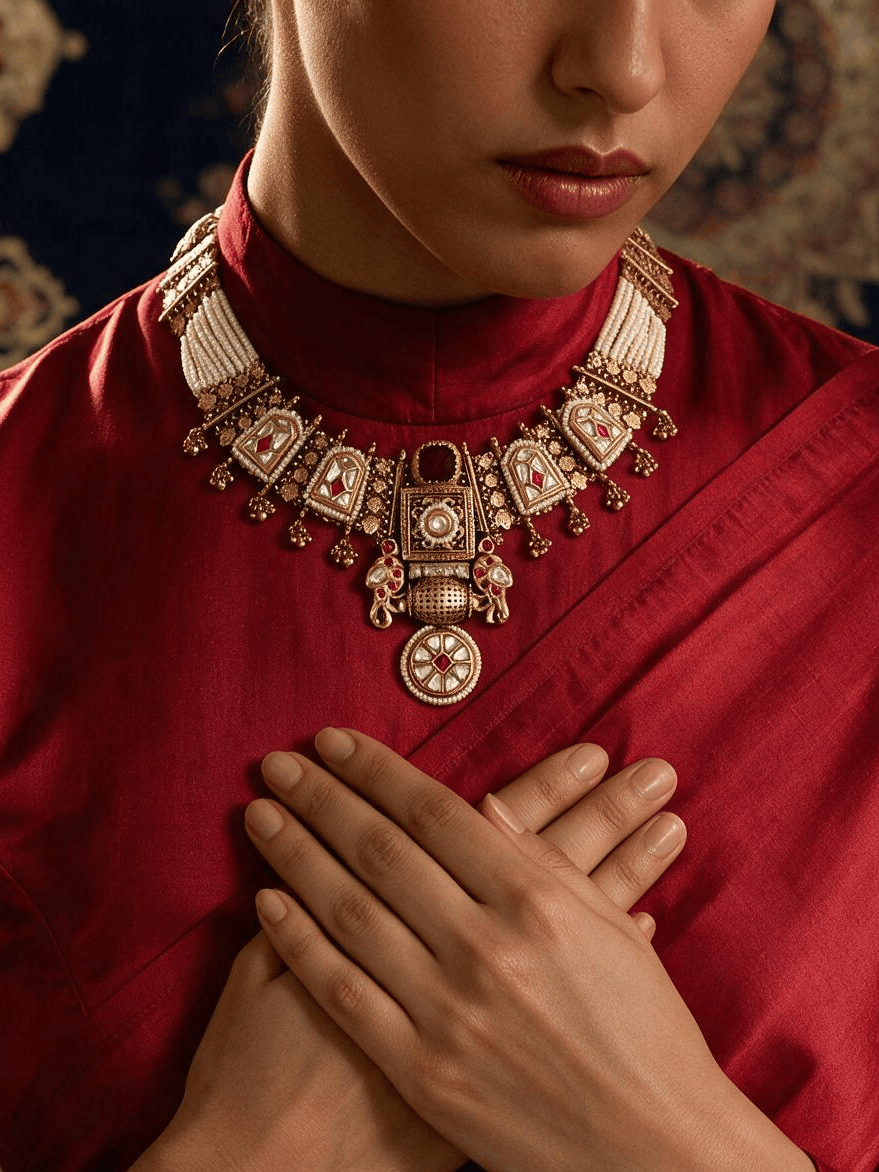 Golden Pearl Fusion Necklace Set