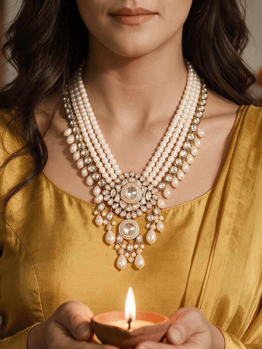 Chic Golden-White Necklace Set